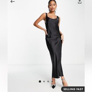 ASOS black satin slip dress